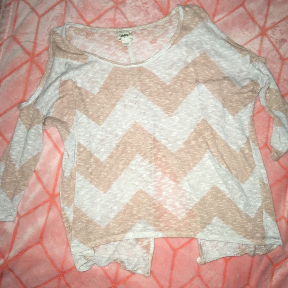 Pink and White Chevron Top
